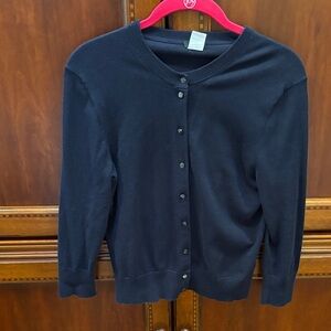 J Crew navy pearl button lightweight cotton cardigan size M